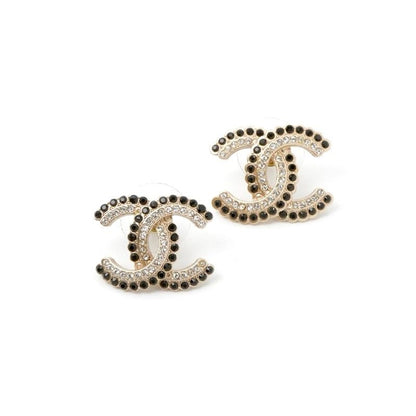Chanel Earrings Earring Gold Coco Mark Rhinestone