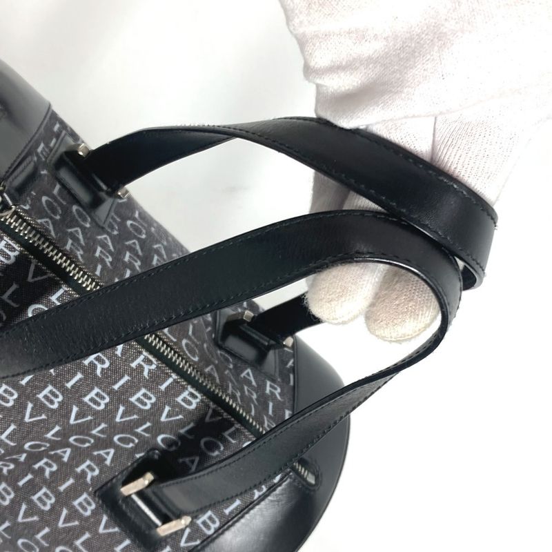 Bvlgari Handbag Logomania Drum Tube Shape Denim Black