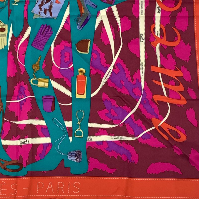Hermes Carre 90 Monsieur ET Madame All-over Silk Scarf Multicolor