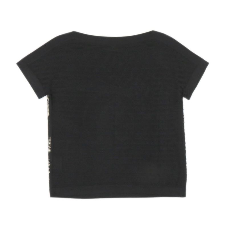 Hermes Twill Lane Knit Short Sleeve Short Sleeve Black Silk Tops