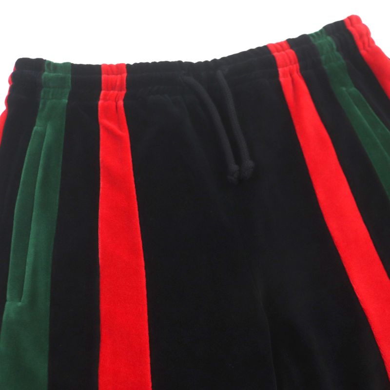 Gucci 587466 Webline Logo Embroidery Velour Shorts Black Red Green S Made In