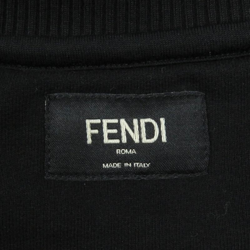 Fendi Fy0178 100% Cotton FF Logo Zucca Patch Sweatshirt Black S Made In Italy