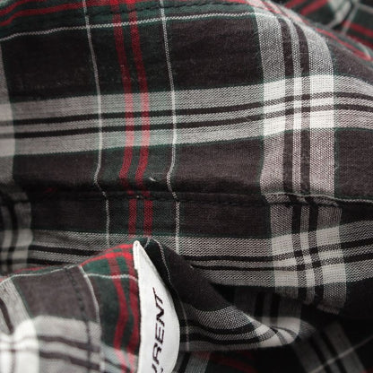 Saint Laurent 16 Cotton Check Western Long Sleeve Shirt Top Black XS