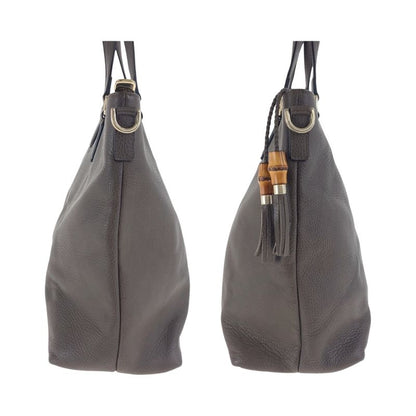 Gucci Bamboo Brown Gold Hardware Leather 365345 Tote Bag Shoulder Bag Women