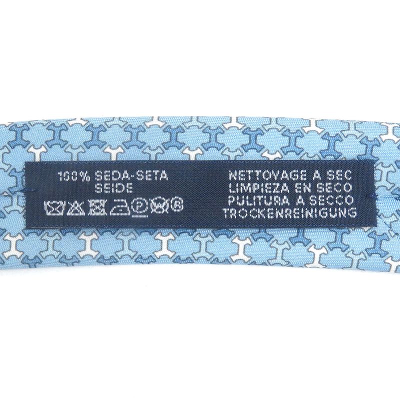 Hermes 100% Silk H Street Total Pattern Regular Tie Light Blue With Box Made