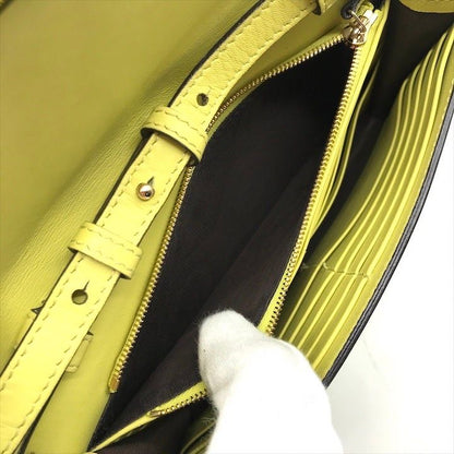 Gucci Interlocking 2-Way Shoulder Bag Wallet Lime Yellow Leather