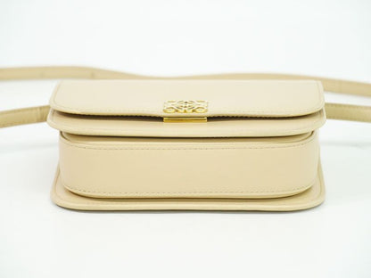 Authentic Loewe Goya Small Shoulder Bag Pochette Leather Beige Goya Bag