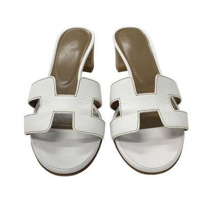 Hermes Oasis Sandals Shoes Leather White Mules