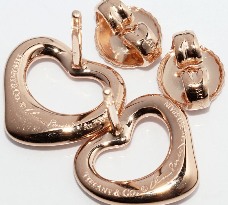 Tiffany & Co Earrings 18K Pink Gold Elsa Peretti Open Heart Earrings 11mm