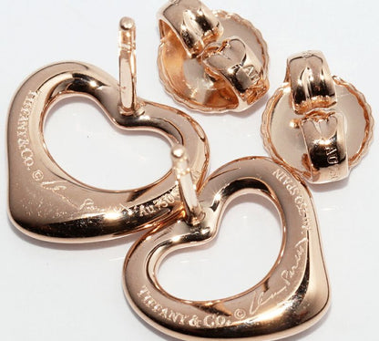 Tiffany & Co Earrings 18K Pink Gold Elsa Peretti Open Heart Earrings 11mm