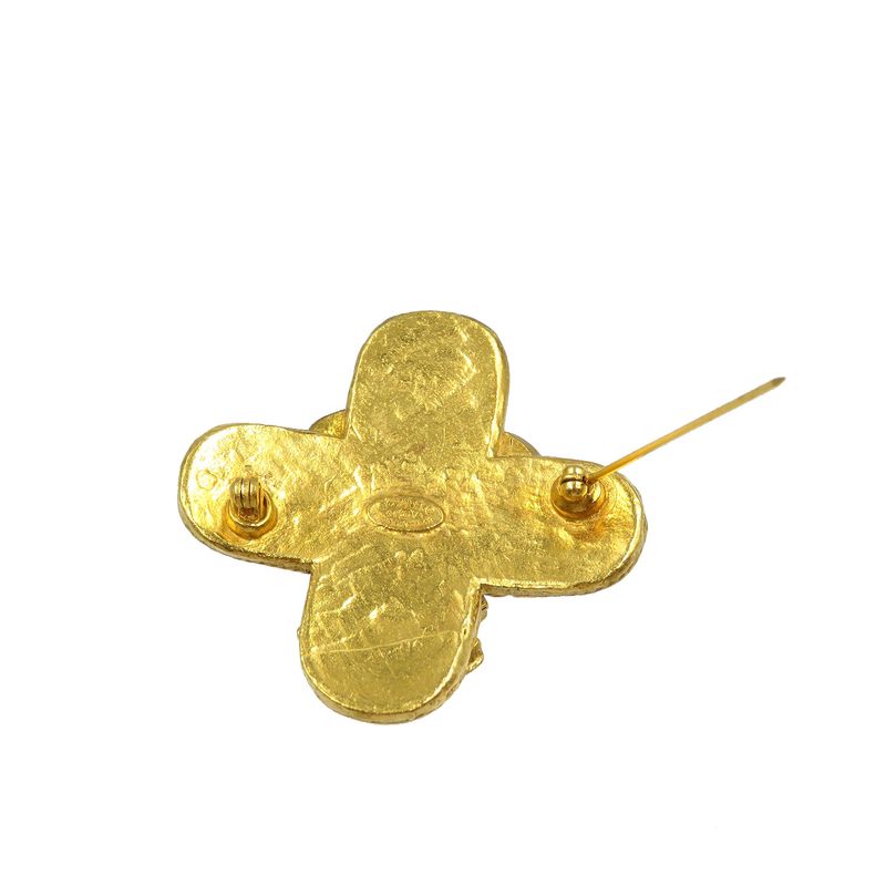 Chanel Triple Coco Mark Vintage 94A Metal Gold Brooch 0209 Chanel