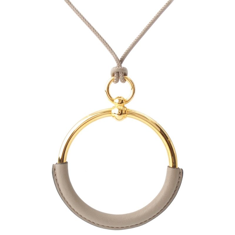 Hermes Loop Grand Vorsoft Leather Aluminum Gold Necklace Glazed Gold