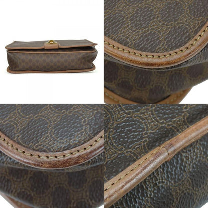 Celine Shoulder Bag Macadam Leather PVC Brown Gold Hardware Shoulder Crossbody