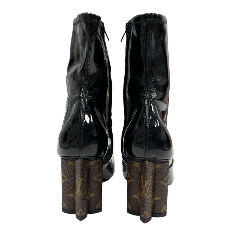 Louis Vuitton Silhouette Line Monogram Boots Short Boots Shoes Patent Black
