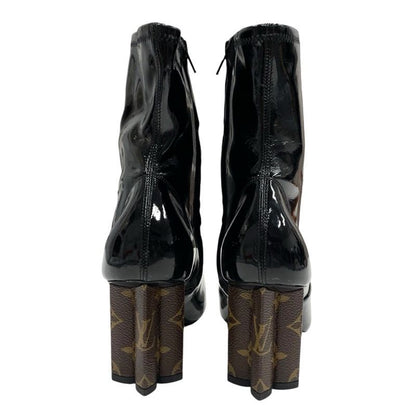 Louis Vuitton Silhouette Line Monogram Boots Short Boots Shoes Patent Black