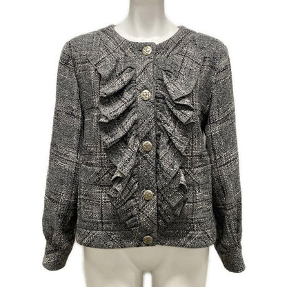 Chanel Jacket Size 40 M Women - P60828 Gray X Black X White Long Sleeve / Tweed