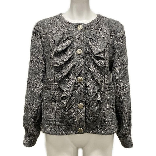 Chanel Jacket Size 40 M Women - P60828 Gray X Black X White Long Sleeve / Tweed