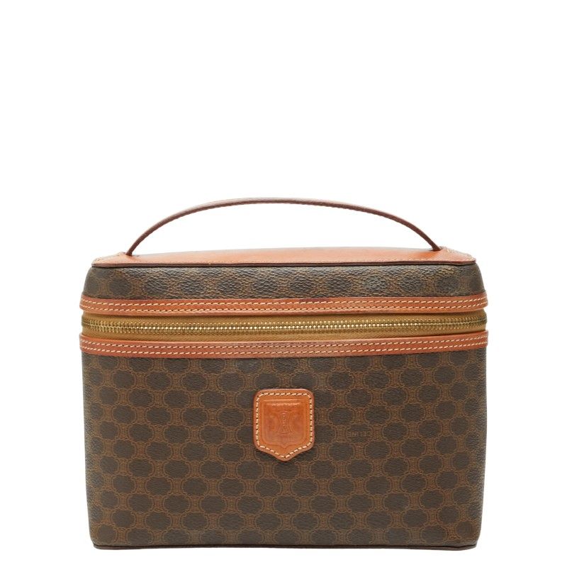 Celine Macadam Vanity Bag Handbag Brown PVC Leather Women Celine