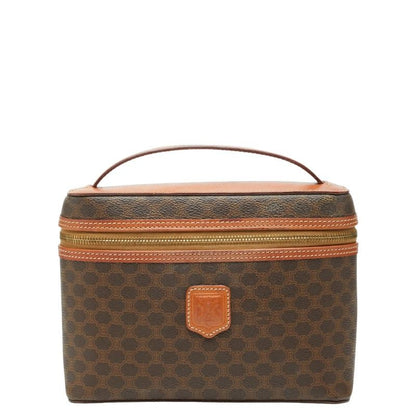 Celine Macadam Vanity Bag Handbag Brown PVC Leather Women Celine