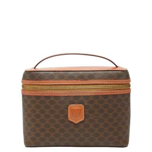 Celine Macadam Vanity Bag Handbag Brown PVC Leather Women Celine