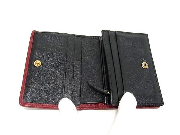 Gucci 573811 GG Marmont Leather Bifold Wallet Women's Black And Red