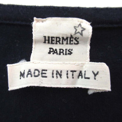 Hermes Exlibris Short Sleeve Crew Neck T-Shirt Size 34 Navy Women's Used