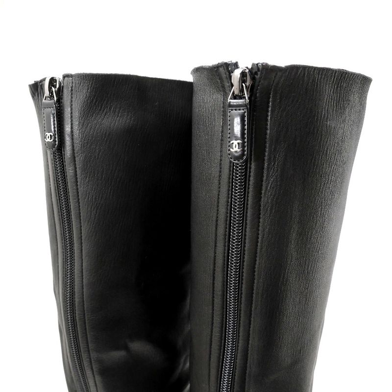 Chanel Boots Size 37 1 2 C Matelasse Long Leather Knee High Boots Cy High Boots