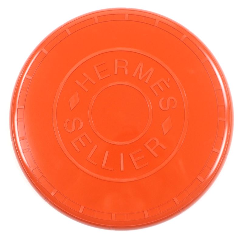Hermes Uffe Plastic Serie Embossed Dog Frisbee Pet Toy Orange With Box And