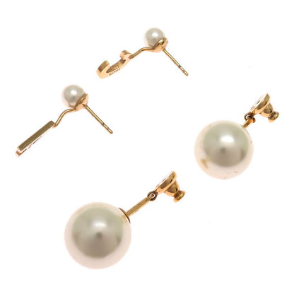 Dior Pearl Letter Charm Gold Earrings