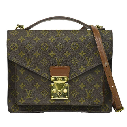 Authentic Louis Vuitton LV Monogram 2WAY Shoulder Bag Handbag Brown M51185