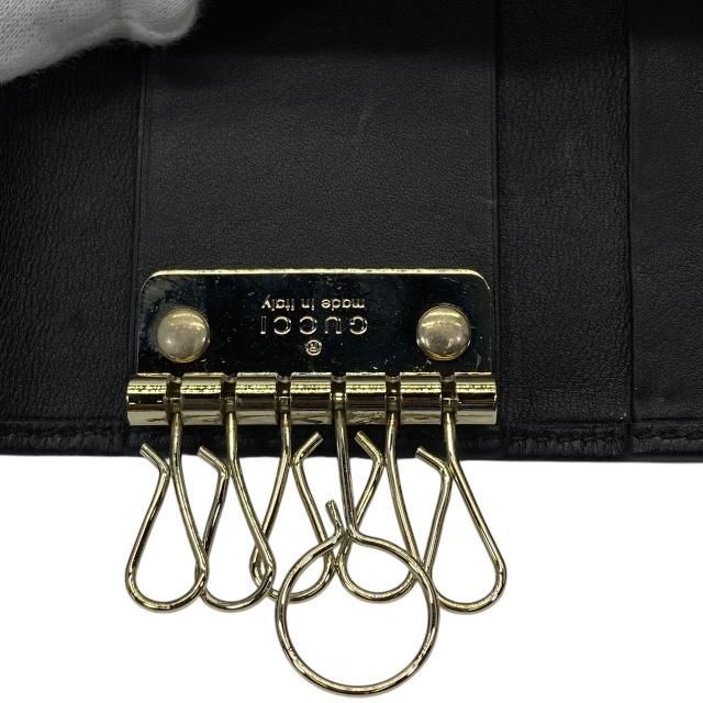 Gucci 138098 Guccissima 6-slot Key Case Key Hook Leather Black