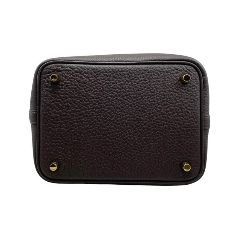 Hermes Handbag Picotin Lock PM Engraved B Ebène Dark Brown Gold Hardware Hermes