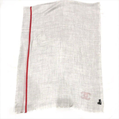 Chanel CC Logo Cashmere Blend Large Shawl Gray Scarf