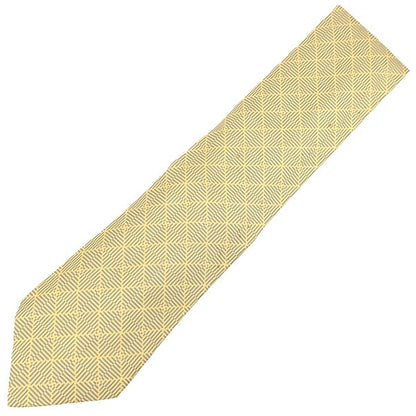 Hermes Necktie Japanese Pattern 9cm (3.54in) Silk Yellow and Gray Yellow