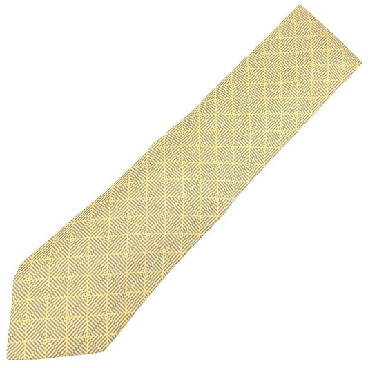 Hermes Necktie Japanese Pattern 9cm (3.54in) Silk Yellow and Gray Yellow