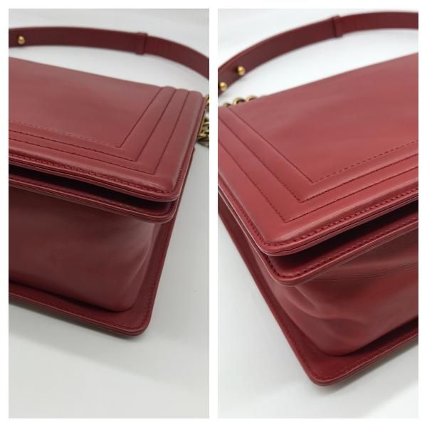 Chanel Leather Chain Shoulder Bag Red