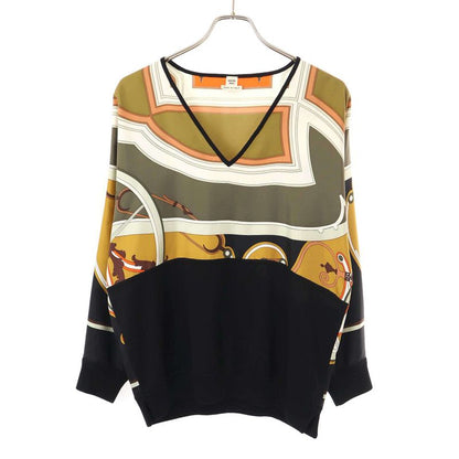 Hermes Twill Raine V-Neck Knit Sweater Mix 40