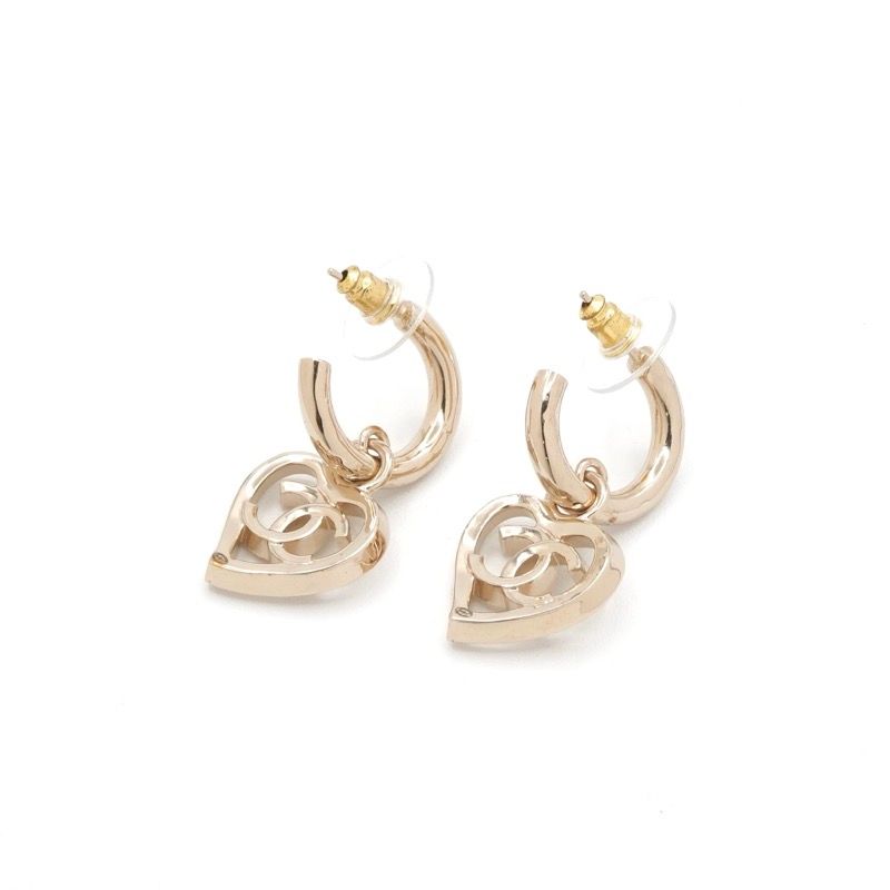 Chanel Earrings Earring Gold Coco Mark Hoop Heart