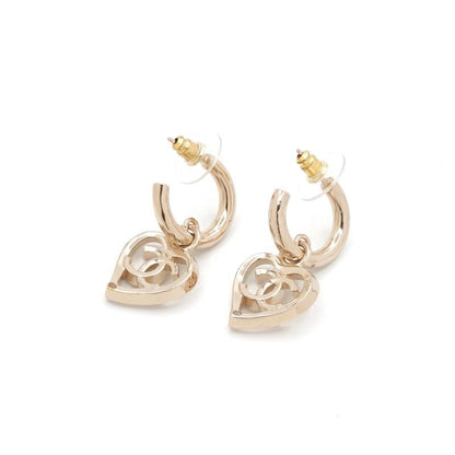 Chanel Earrings Earring Gold Coco Mark Hoop Heart