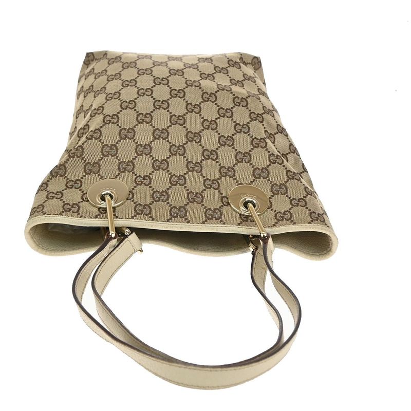 Gucci Shoulder Tote Bag GG Pattern Brown Canvas Leather 64ka689