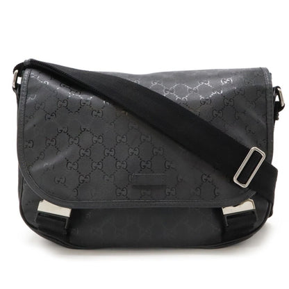 Gucci GG Imprime Monogram Medium Buckle Flap Messenger Bag Black Mens