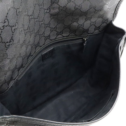 Gucci GG Imprime Monogram Medium Buckle Flap Messenger Bag Black Mens
