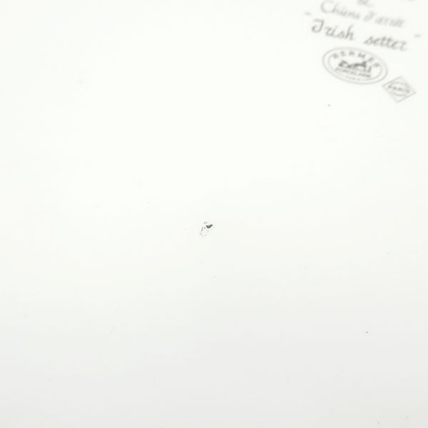 Hermes Tableware Chasse Green Dog Plate Porcelain White and Green Green Golden