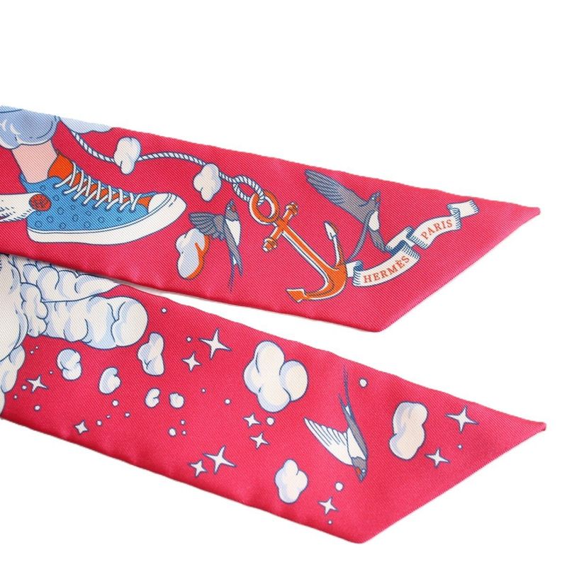 Hermes Tsuiri My Cloud Silk Red Scarf