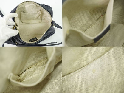 Authentic Gucci Soho Small Disco Tassel Shoulder Bag Pochette Leather Navy