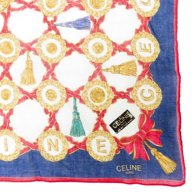 Celine Handkerchief Cotton Navy Red White Small Fashionable Ladies Women Celine