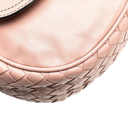 Bottega Veneta Intrecciato Crossbody Shoulder Bag Beige Pink Leather Women