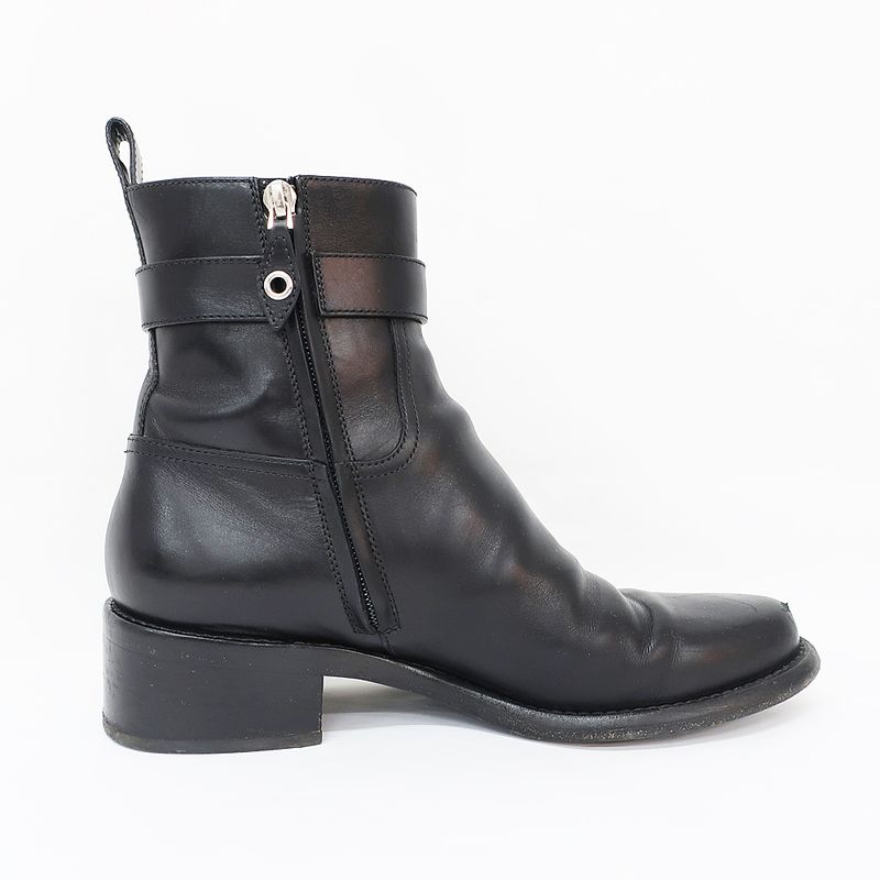 Louis Vuitton Boots Waist Side Line Black Svhardware LV Short Leather