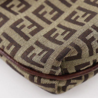 Fendi Zucchino Nylon Canvas Brown Women Shoulder Bag