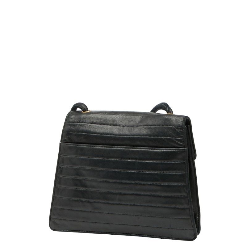 Chanel Coco Mark Crossbody Shoulder Bag Black Lambskin Women Chanel